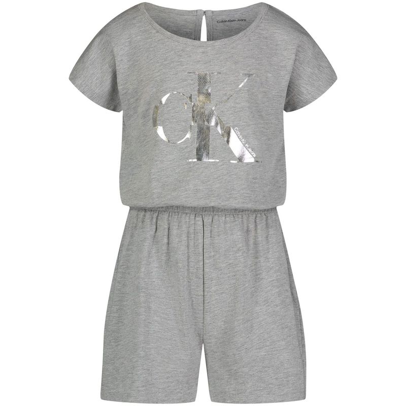 CALVIN KLEIN - Enterizo Con Bermuda Niña Gris Calvin Klein
