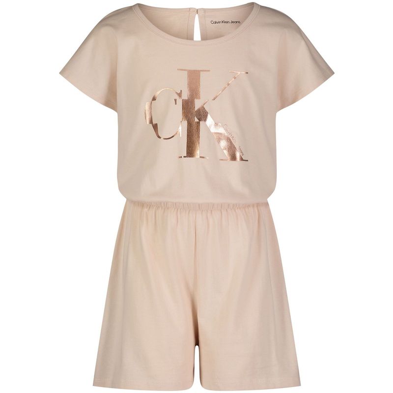 CALVIN KLEIN - Enterizo Con Bermuda Niña Beige Calvin Klein