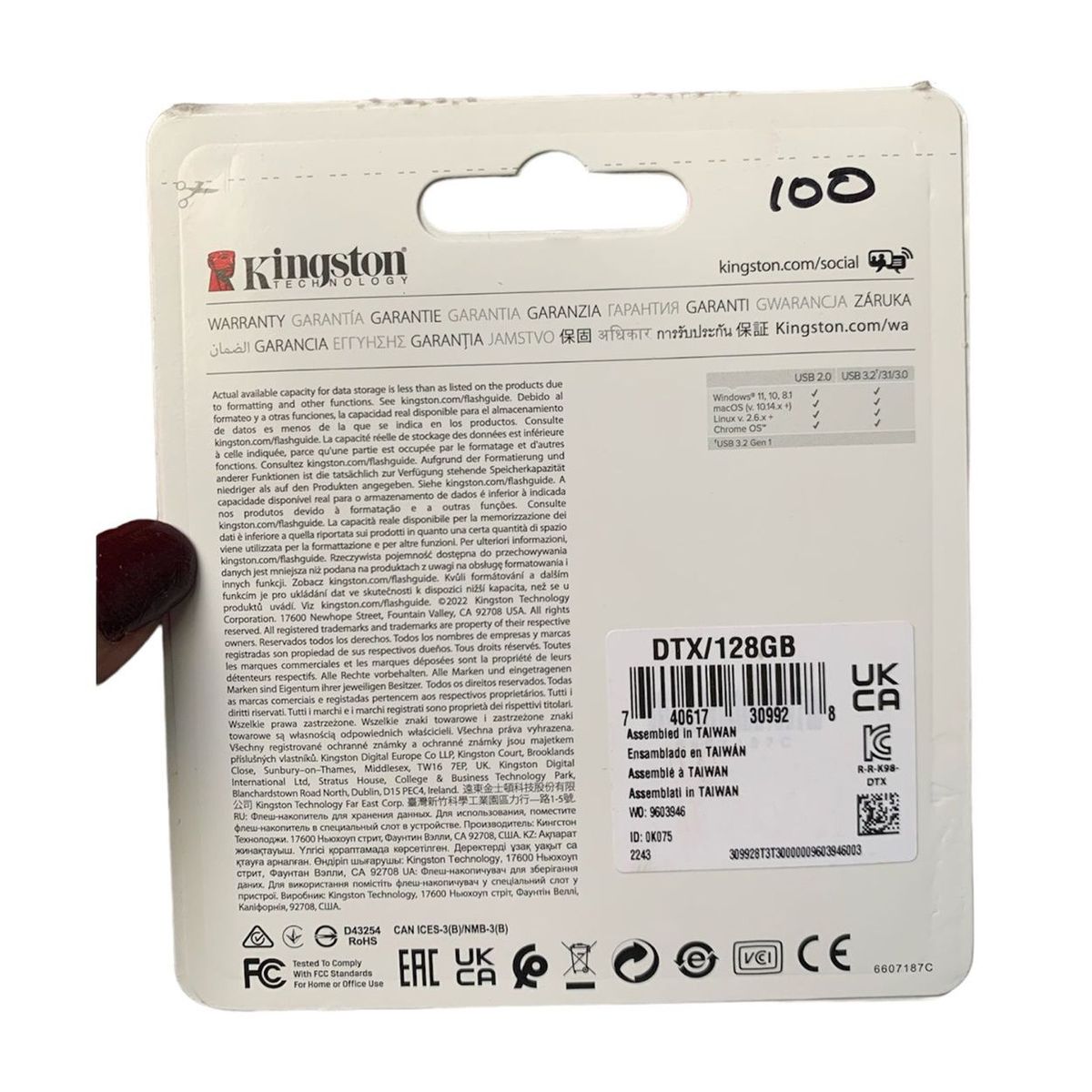 KINGSTON - Memoria Usb Kingston 128gb Usb 3.2 Negro