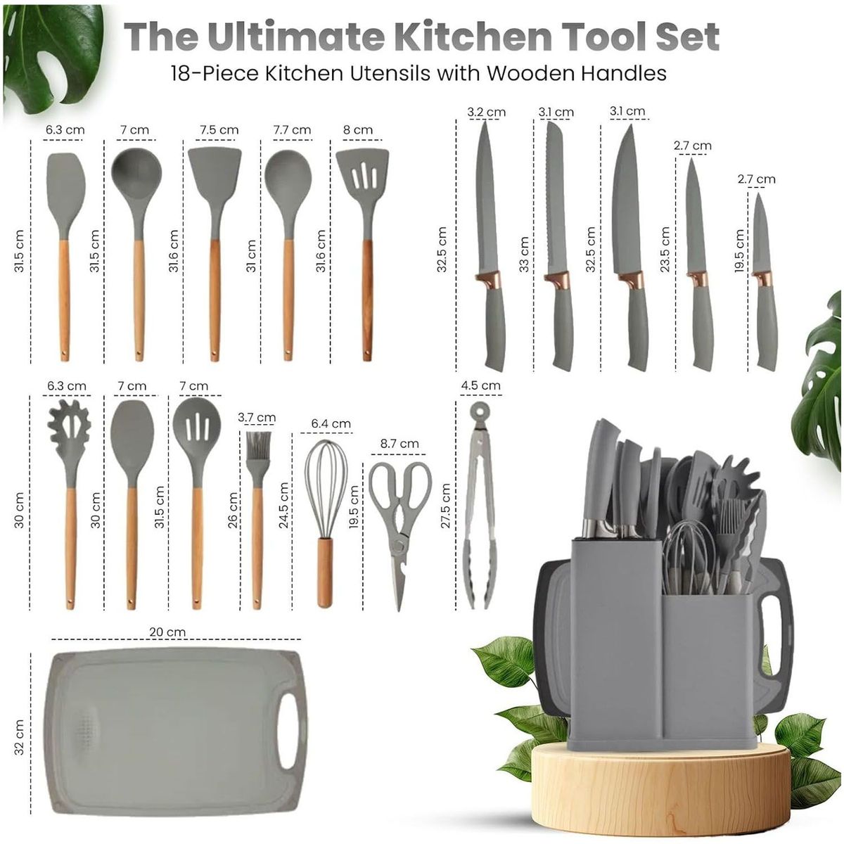 ONE PIXEL - Set De Utensilios De Cocina Antiadherentes SIN BPA X19 PCS