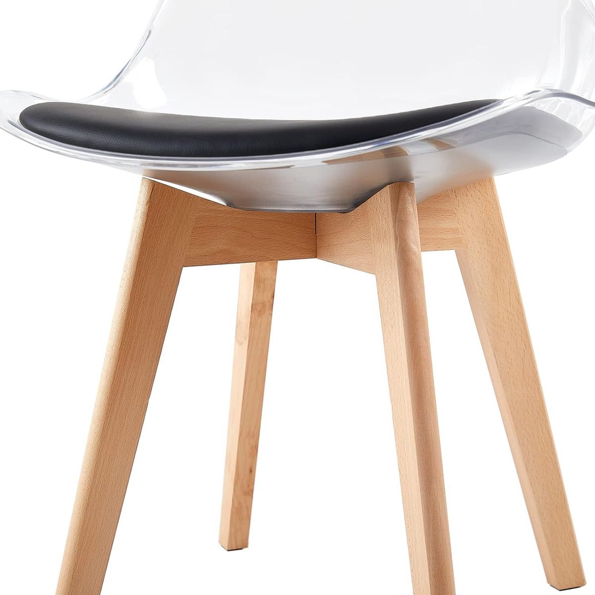 MOBLIHOUSE - Set X3 Silla De Comedor Transparente Asiento De Piel Sintética