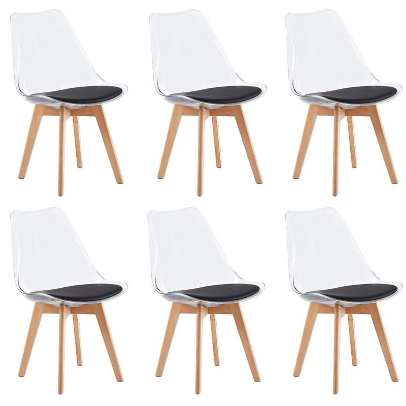MOBLIHOUSE - Set X6 Silla De Comedor Transparente Asiento De Piel Sintética