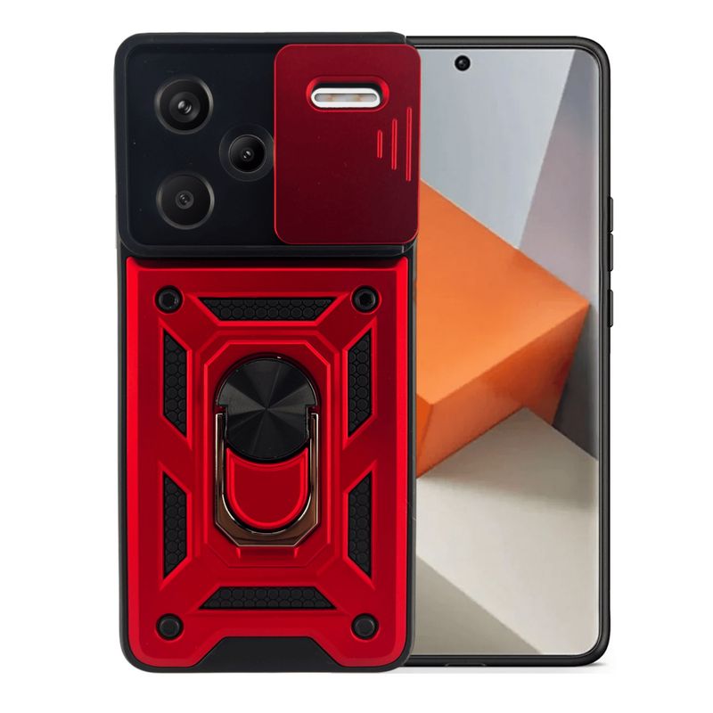 GENERICO - Funda Case Protector Slider Compatible Xiaomi Note 13 Pro Plus Rojo