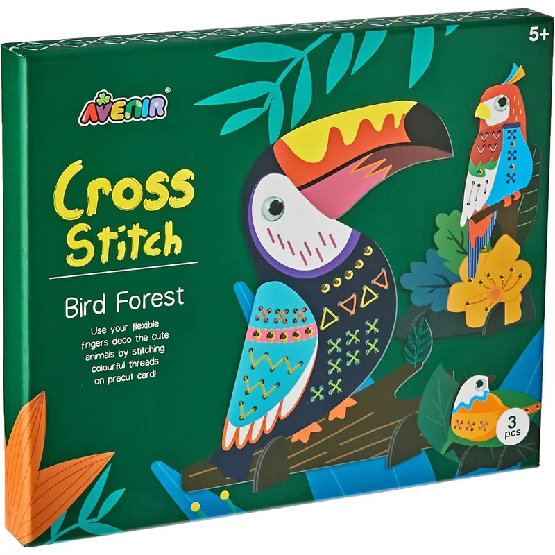 JUGANDO Y EDUCANDO - Juego Niños Arte Manualidades Punto De Cruz Tejido Aves Niña