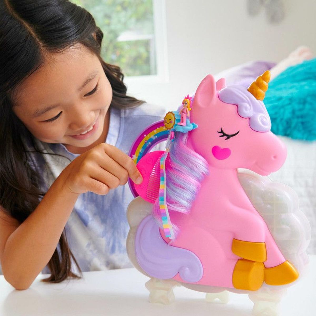 POLLY POCKET - Muñeca Polly Pocket Compacto Unicornio Y Arcoíris