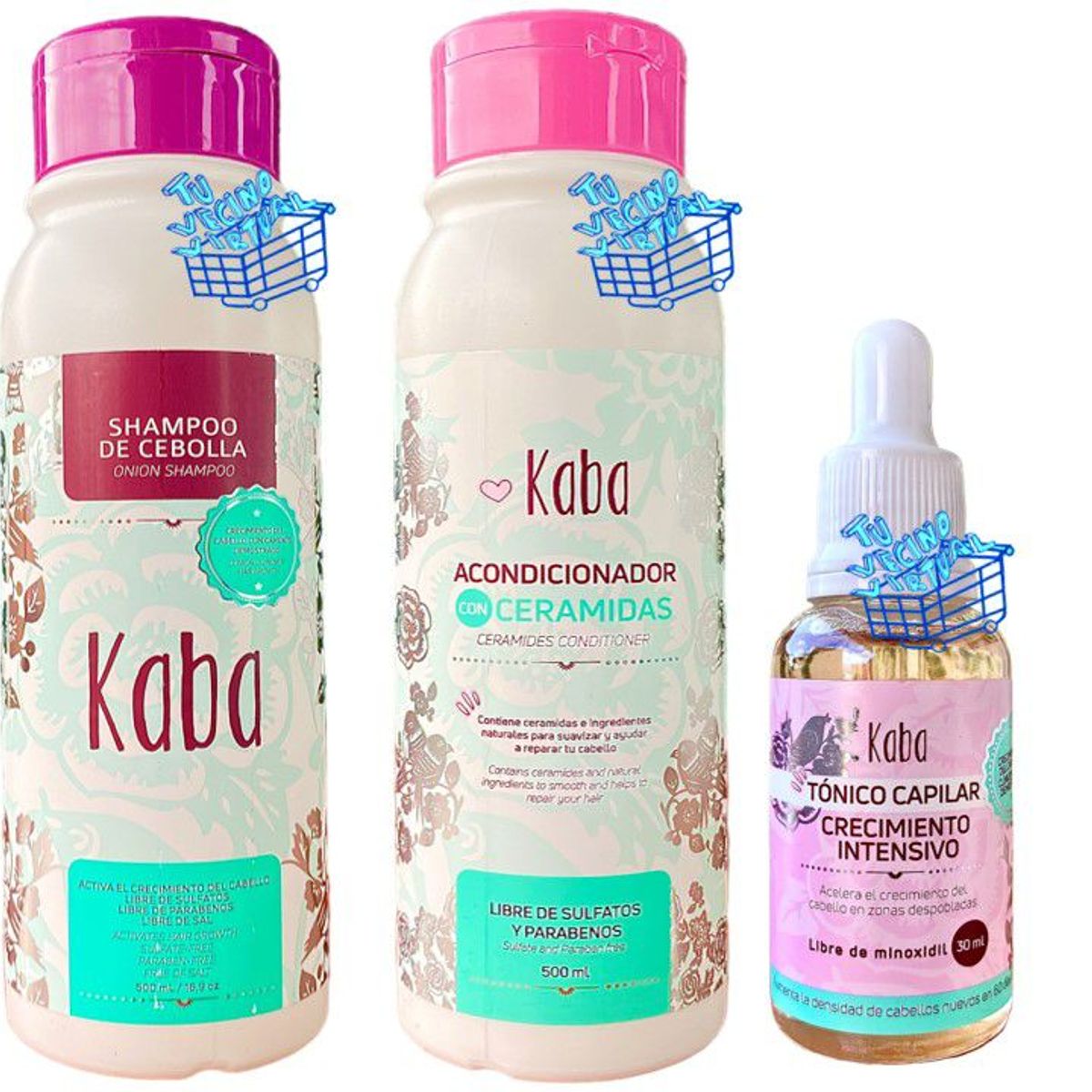 KABA - Shampoo Kaba  + Acondicionador + Kaba  Tonico capilar
