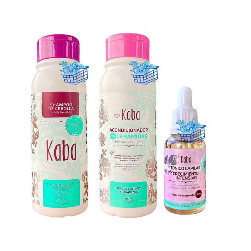 KABA - Shampoo Kaba  + Acondicionador + Kaba  Tonico capilar