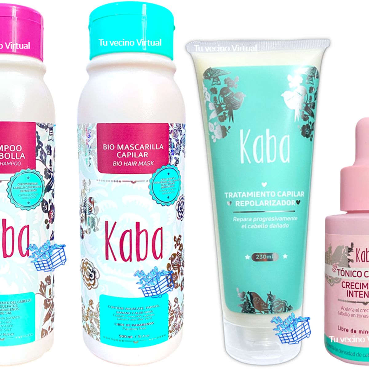 KABA - Shampoo Kaba + Biomascarilla kaba +Tratamiento y Tonico Kaba