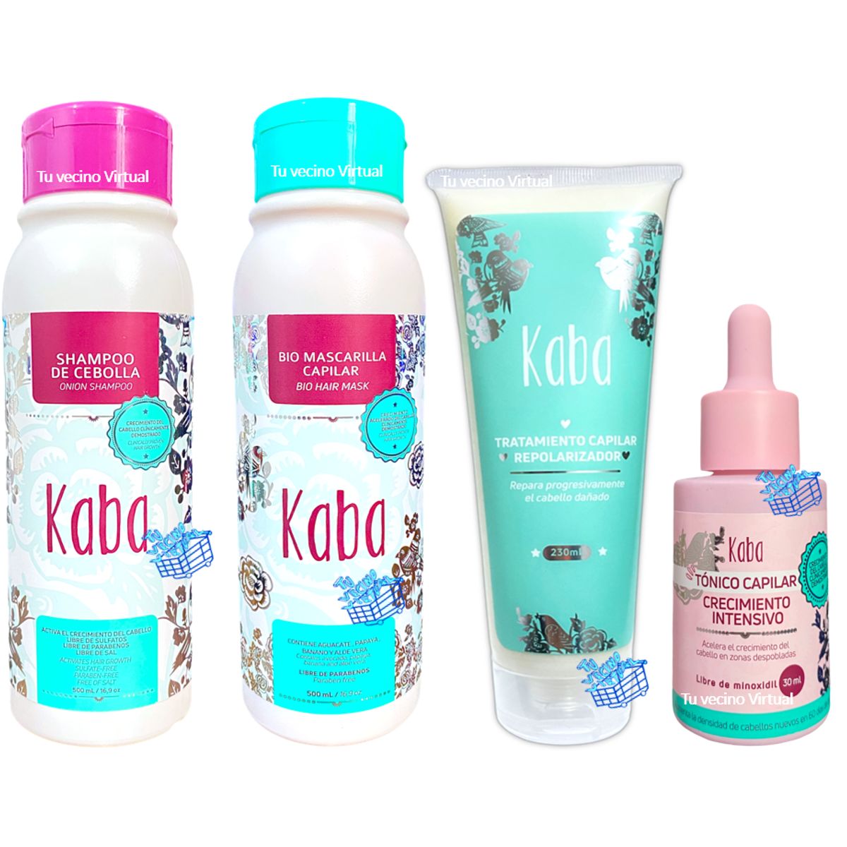 KABA - Shampoo Kaba + Biomascarilla kaba +Tratamiento y Tonico Kaba