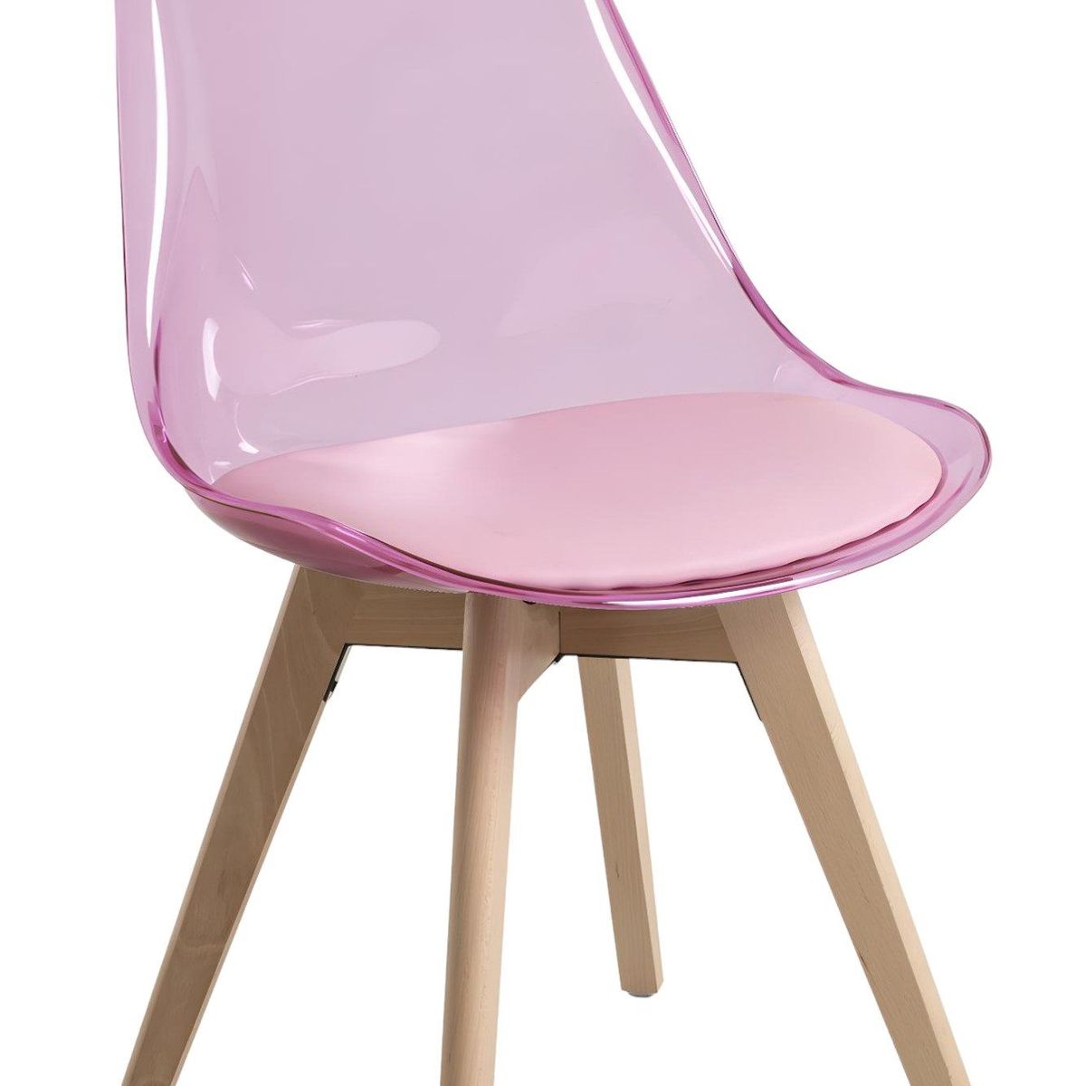 MOBLIHOUSE - Silla De Comedor Transparente Asiento De Piel Sintética Pata En Madera