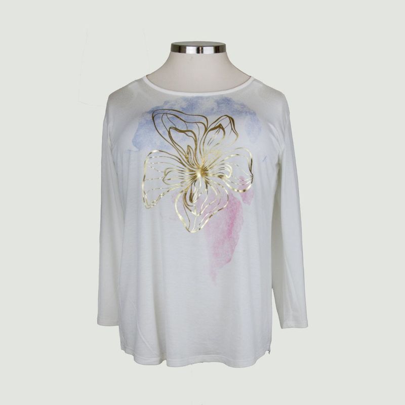 L Y H - Camiseta Para Mujer Manga 34 Hueso Marca L&H