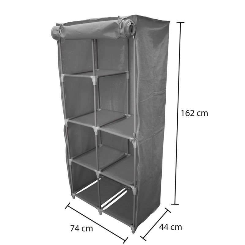 CASA BONITA - Closet Portatil  Armable De Tela 73x161x44 Gris Hogar
