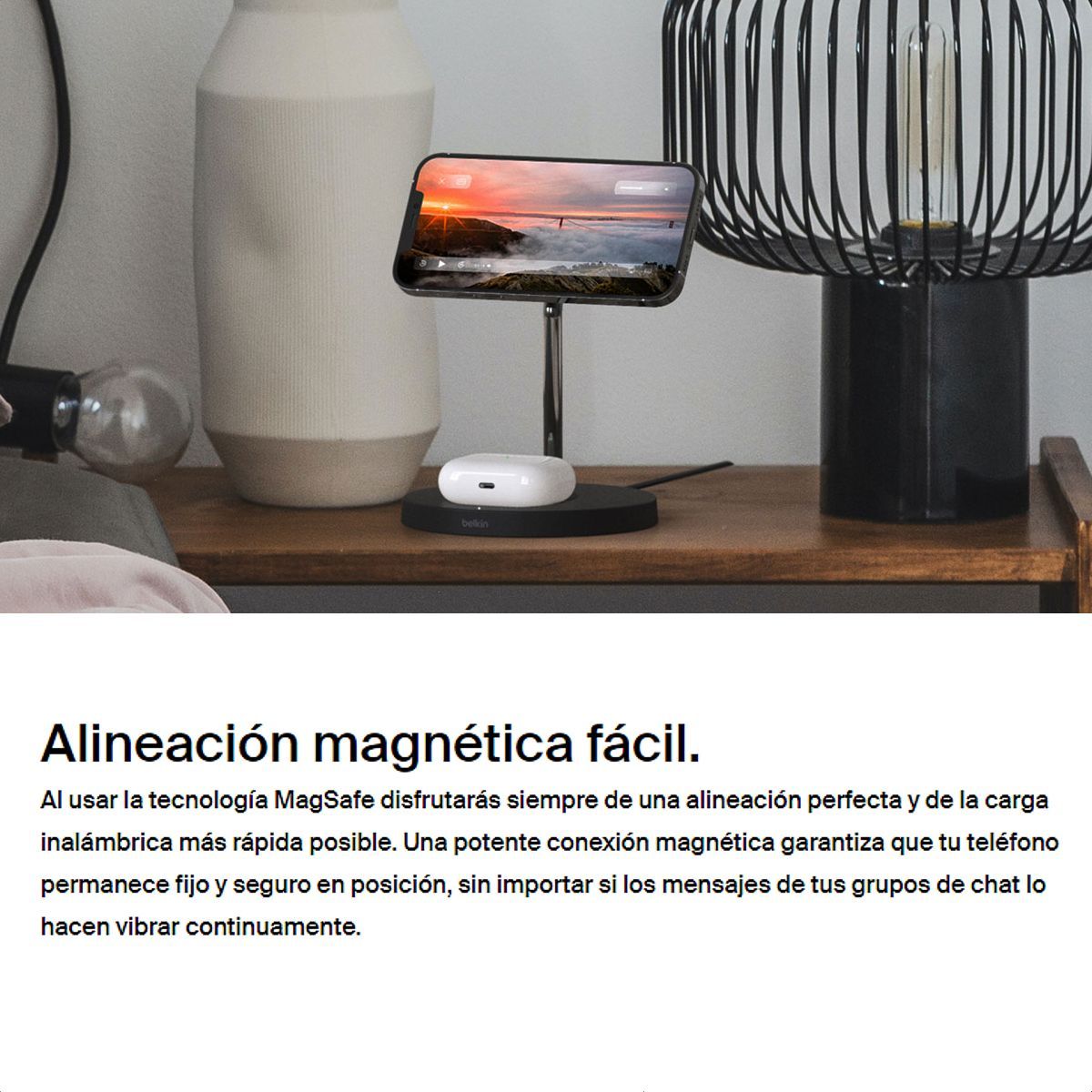 BELKIN - Cargador Inalámbrico 2en1 Magsafe 15W Belkin Boostcharge Pro