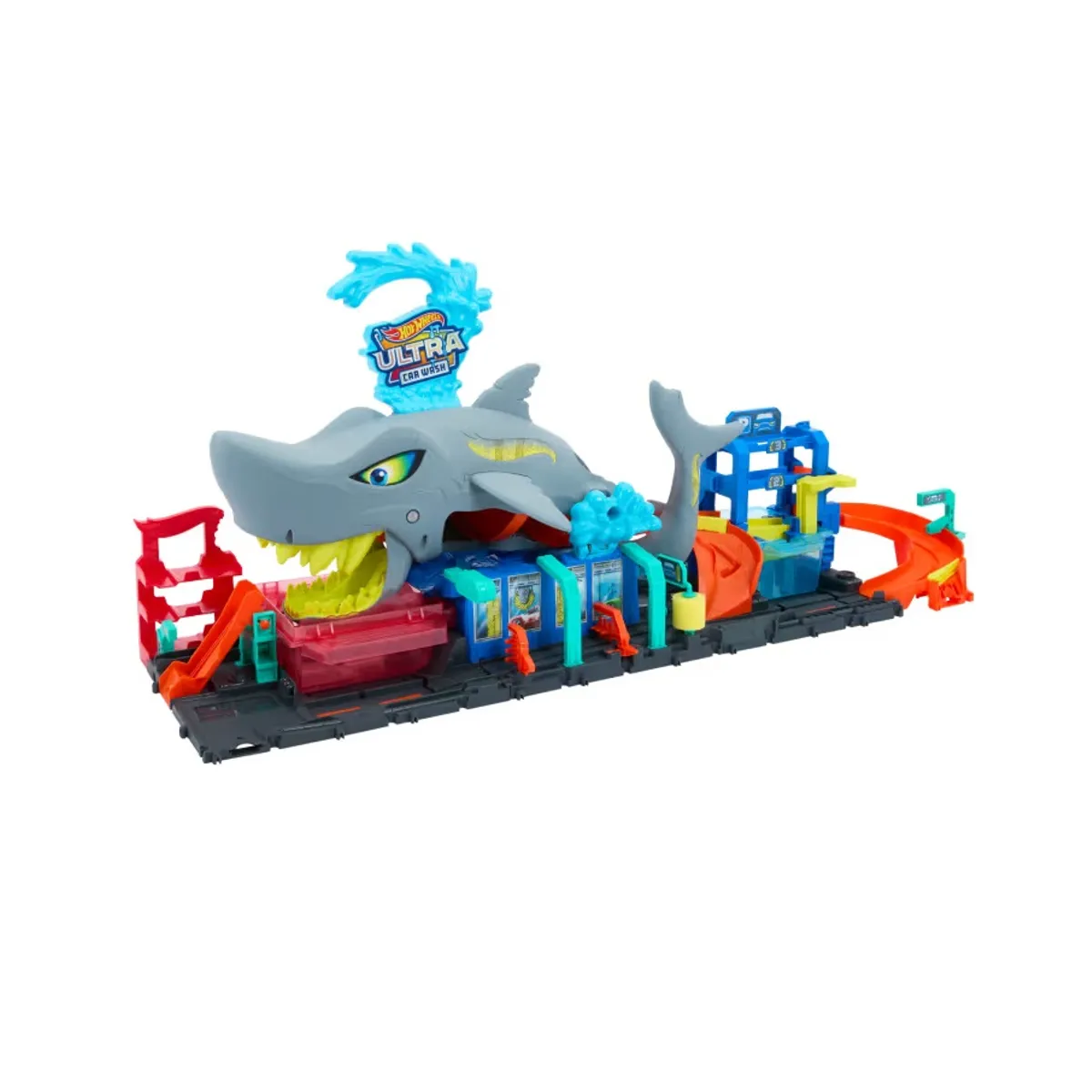 HOT WHEELS - Pista de carro Hot Wheels City Lavado De Autos Mega Tiburón