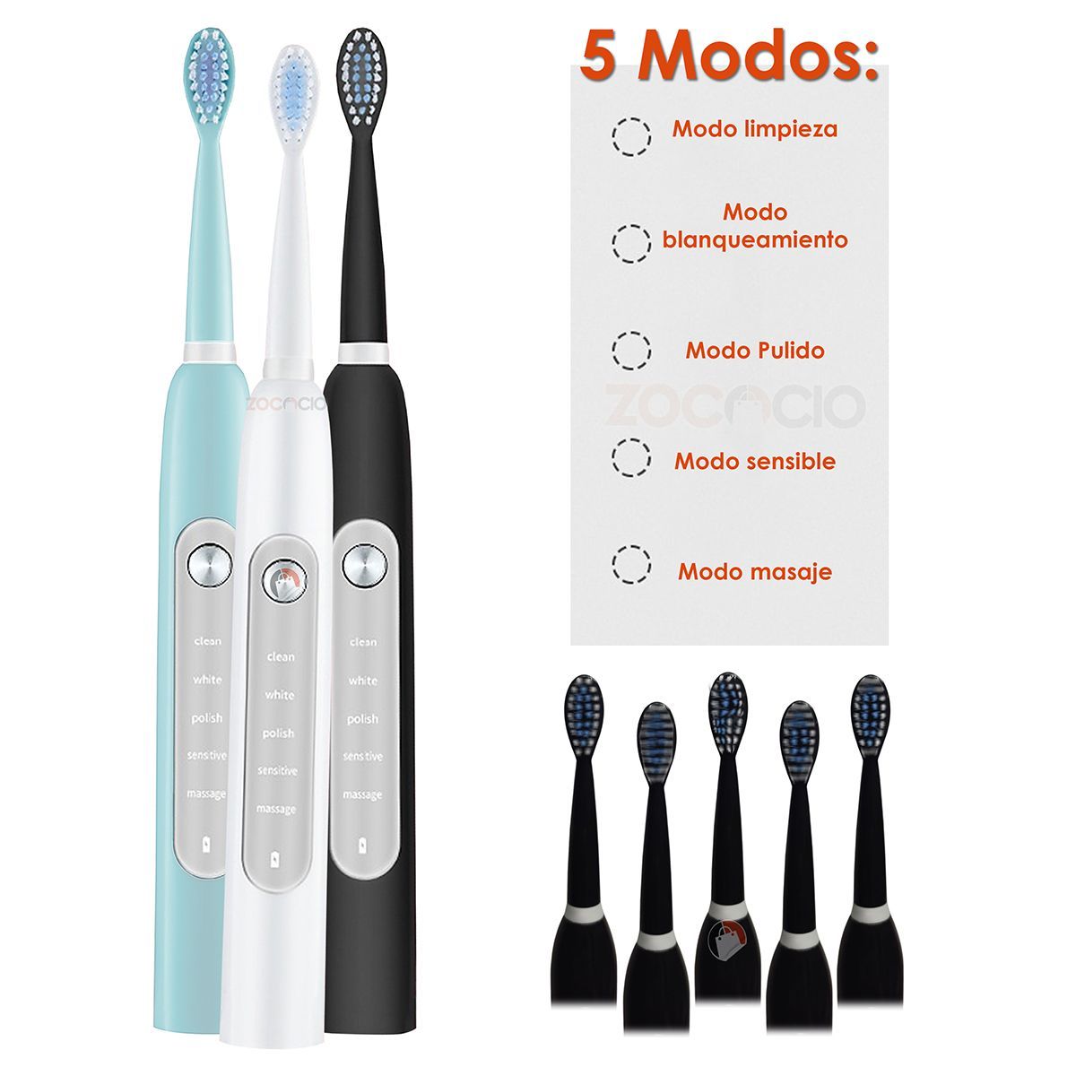 GENERICO - Cepillo De Dientes Eléctrico Sónico Recargable Para Adultos Blanco