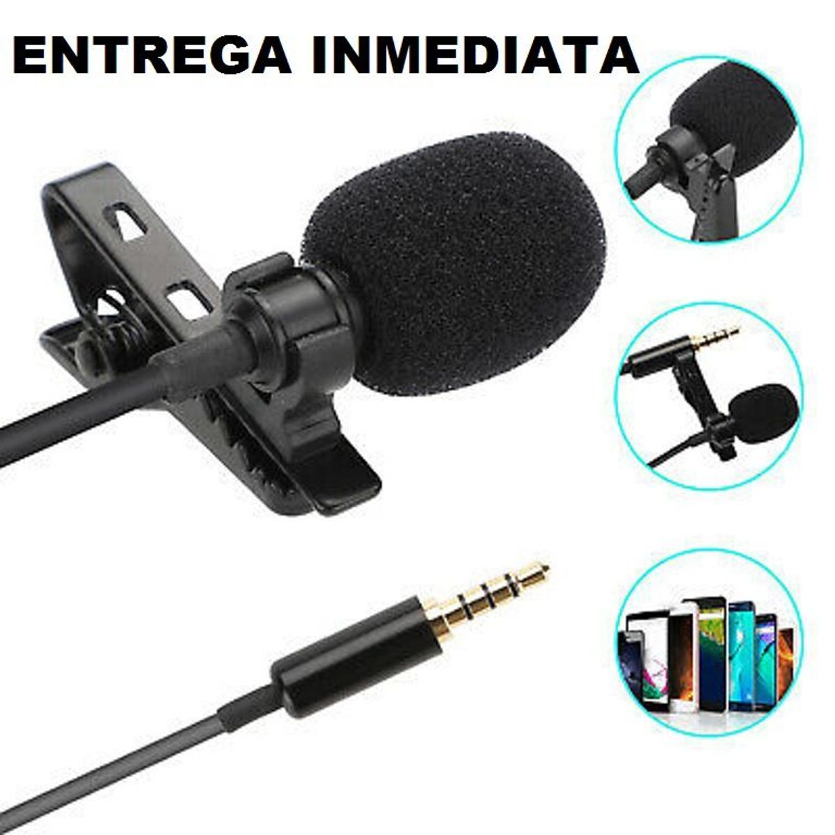 GENERICO - microfono celular de solapa de 10 mts de largo para celulares