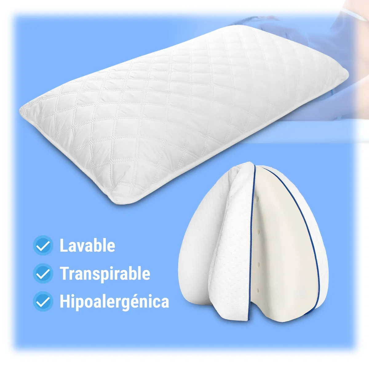 ENERGY PLUS - Set X2 Almohada larga Ultrasonido + Almohada apoyo piernas