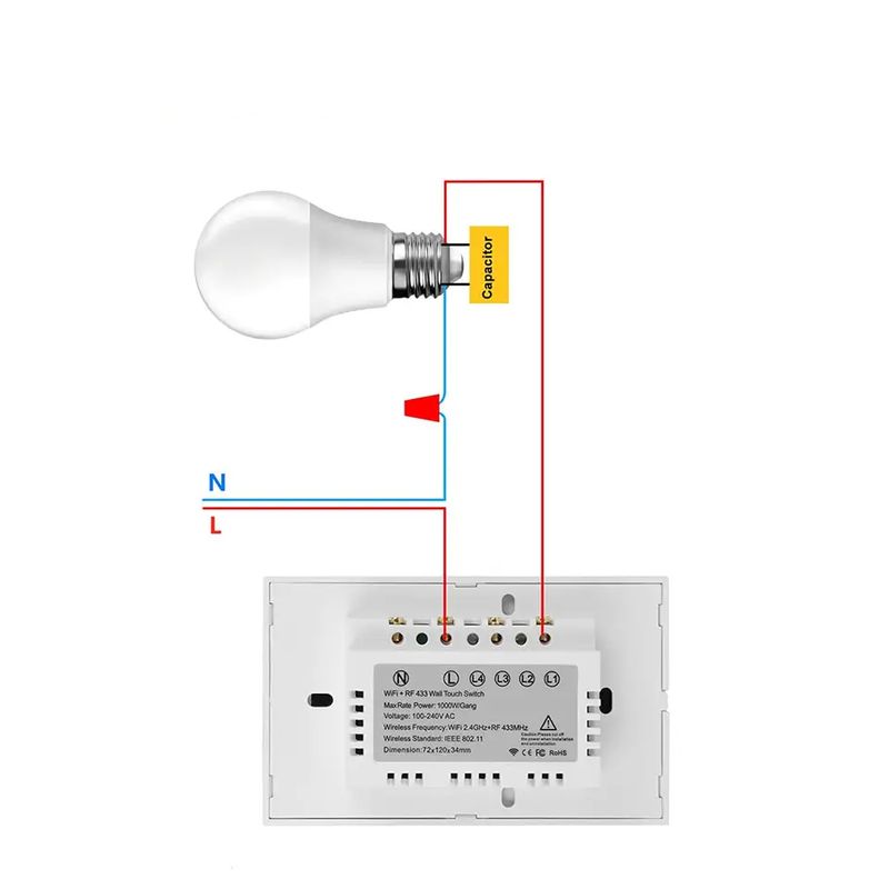 GENERICO - Interruptor Inteligente Doble Alexa Google Home Smart Touch