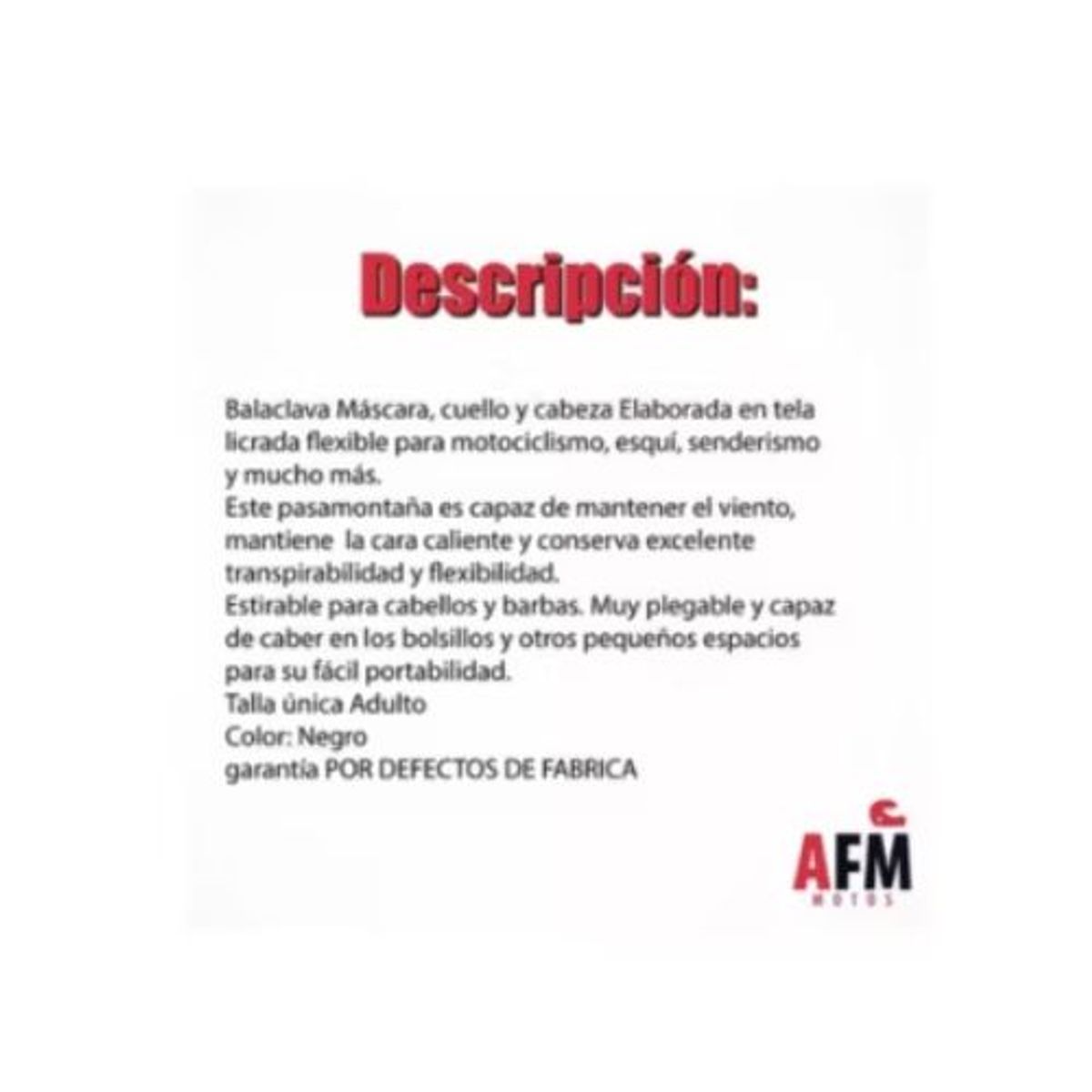 AFM - BALACLAVA MASCARA PARA MOTOS