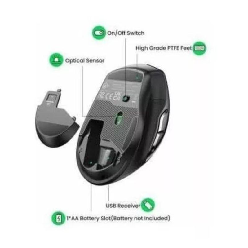 GENERICO - Ratón inalámbrico ergonómico Ugreen de 4000 dpi,