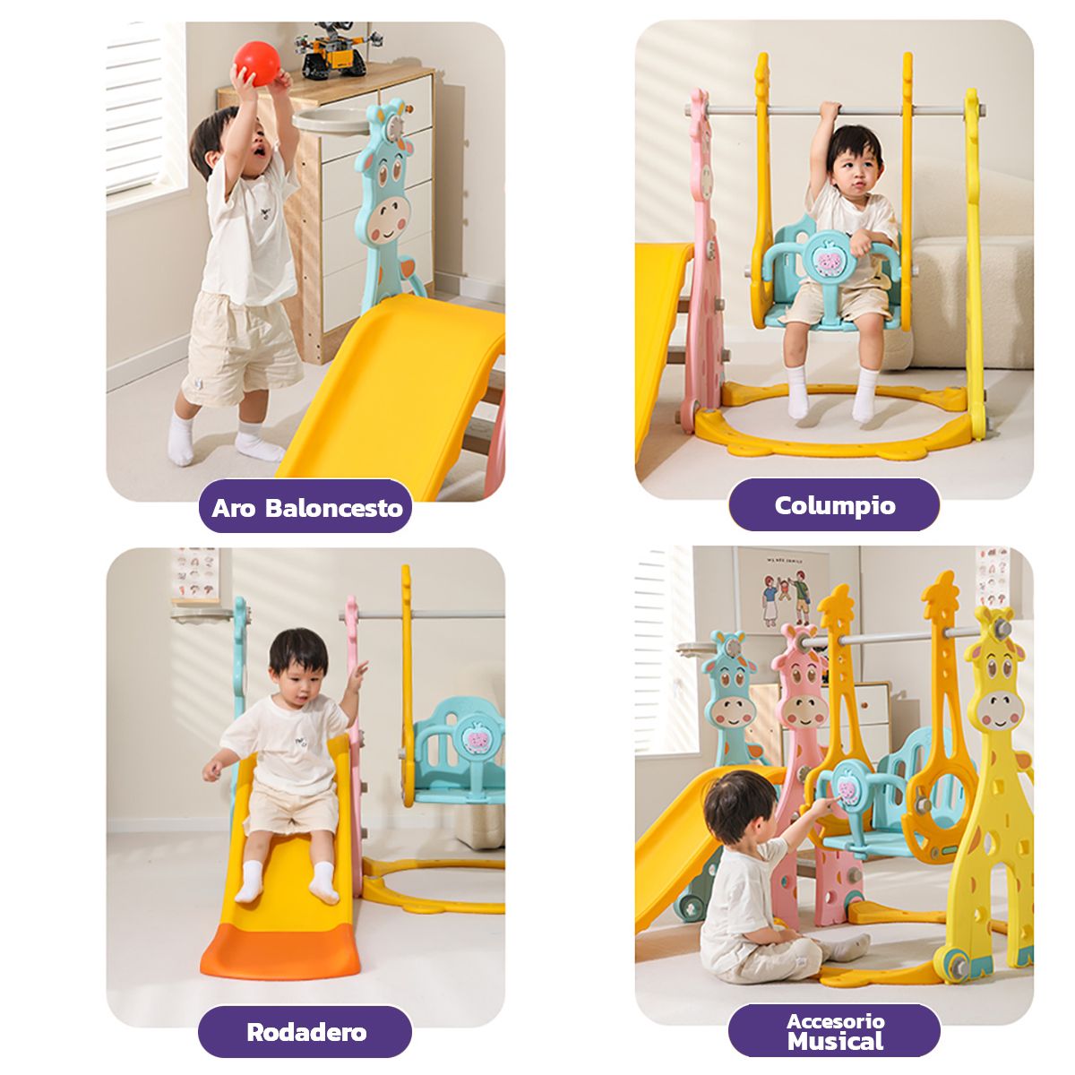 ENFANT'ASY - Rodadero + Columpio Infantil Bebés Niños Corral Area Juego con música