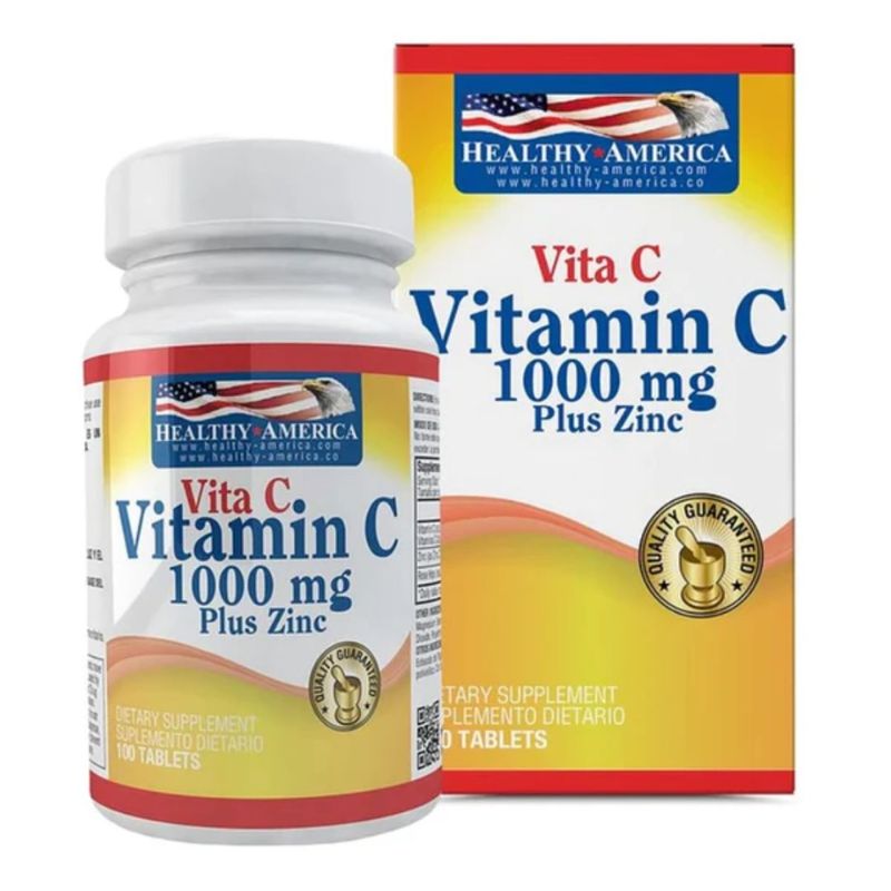 HEALTHY AMERICA - Vitamin c 1000mg plus zinc 100 tabletas – Healthy america
