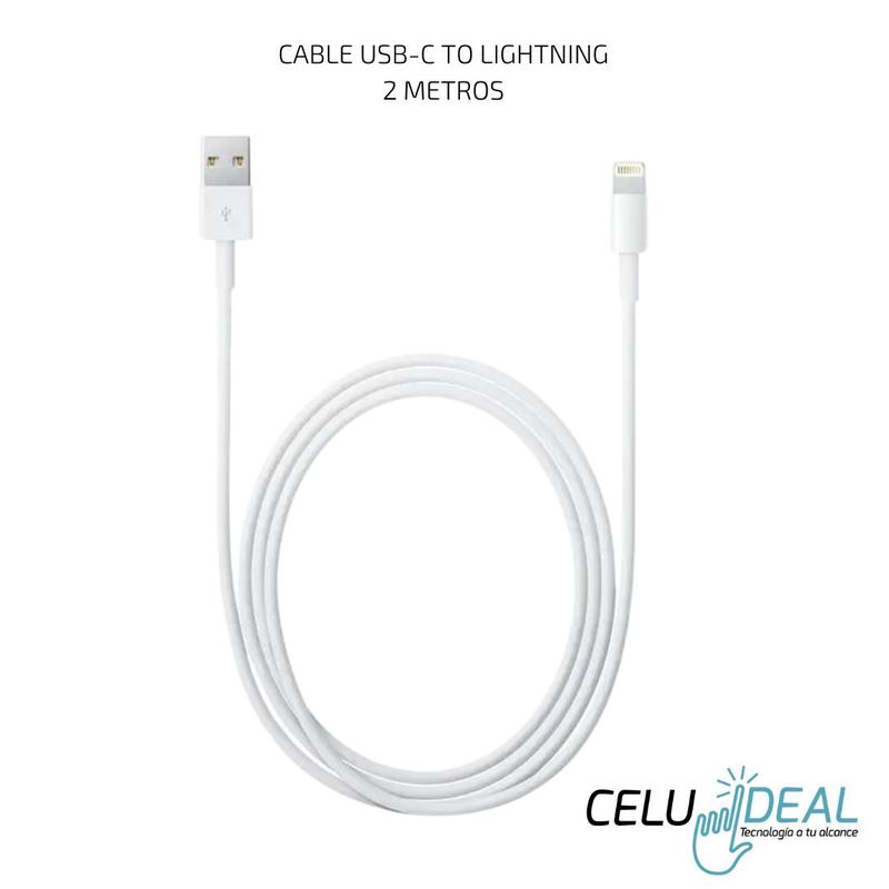 GENERICO - Cable Cargador Compatible con Iphone Usb-C To Lightning 2 Metros