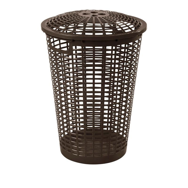 RIMAX - Canasta Para Ropa Plastica 50 Litros Wengue Redonda Hogar