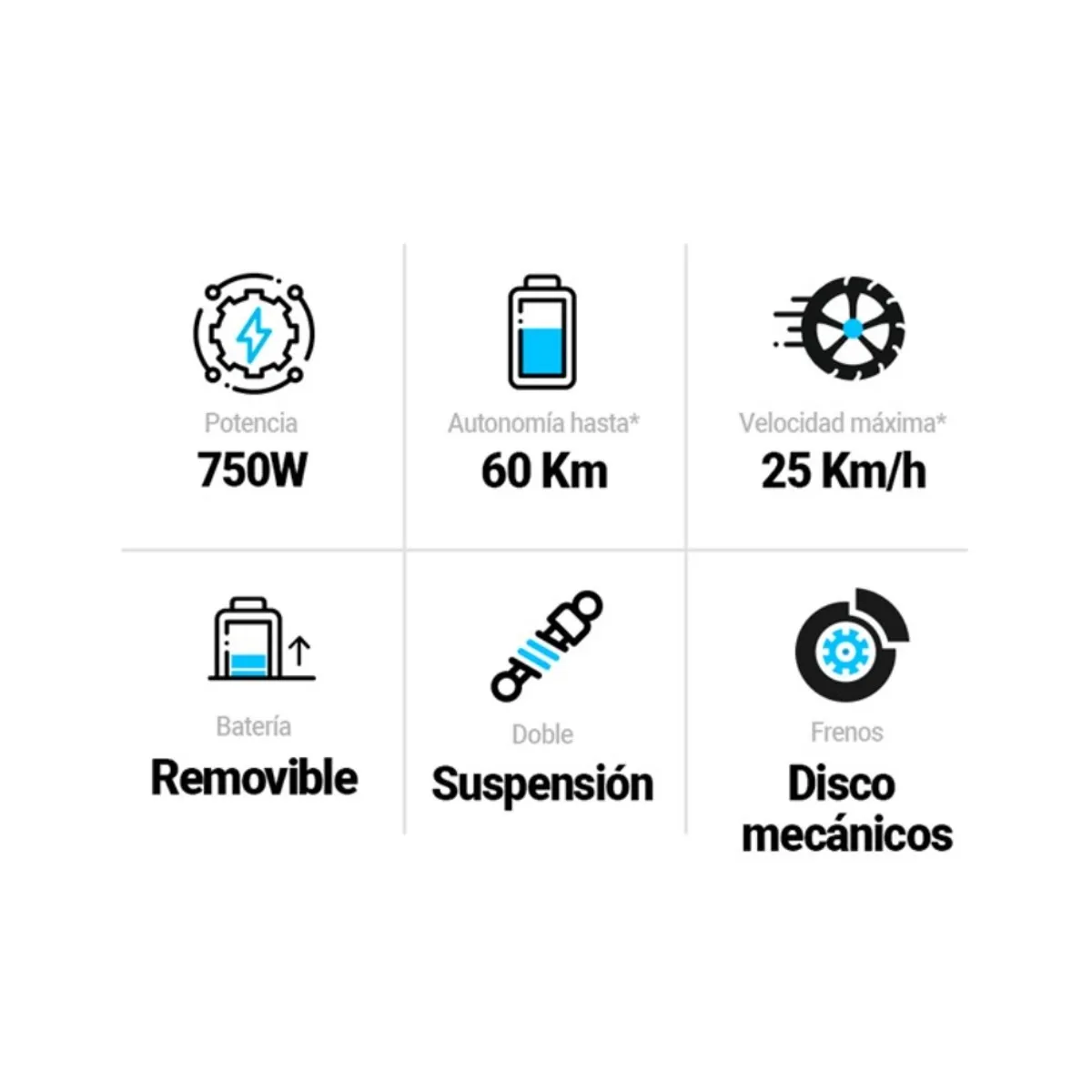 STARKER - Bicicleta eléctrica Praia 750W Auteco