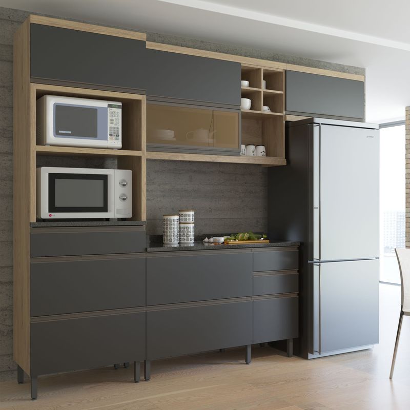 BERTOLINI - Alacena Despensa 2 Nichos Almacenamiento 70cm En Mdp Color Grafito