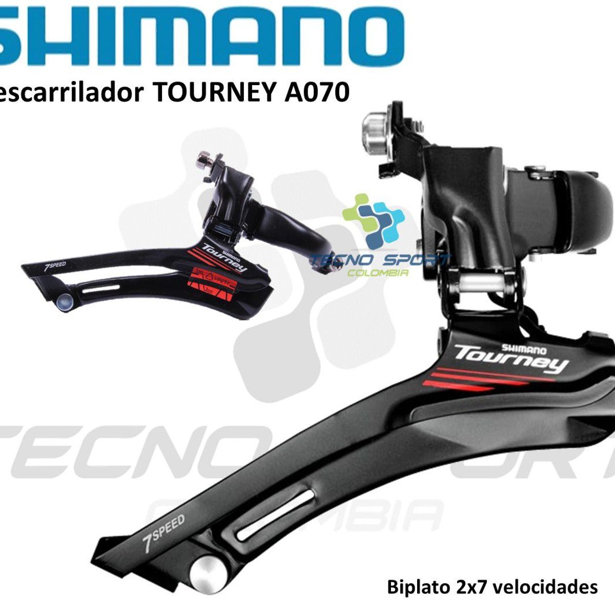 SHIMANO - Descarrilador Shimano Tourney A070 Biplato 7v Bicicleta Ruta
