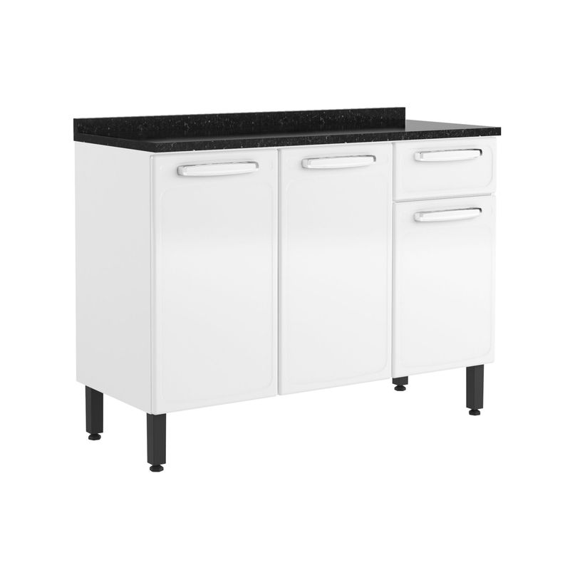 BERTOLINI - Mueble inferior de cocina De 120cm Acero Al Carbón con Mesón MDP