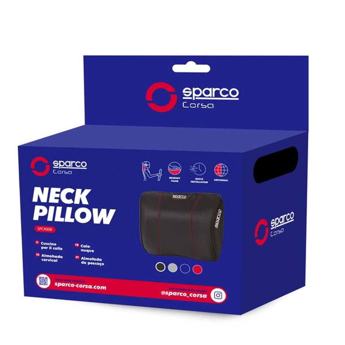 SPARCO - Almohadilla Carro Respaldo Sparco Cojin Cuello Vehiculo Rojo