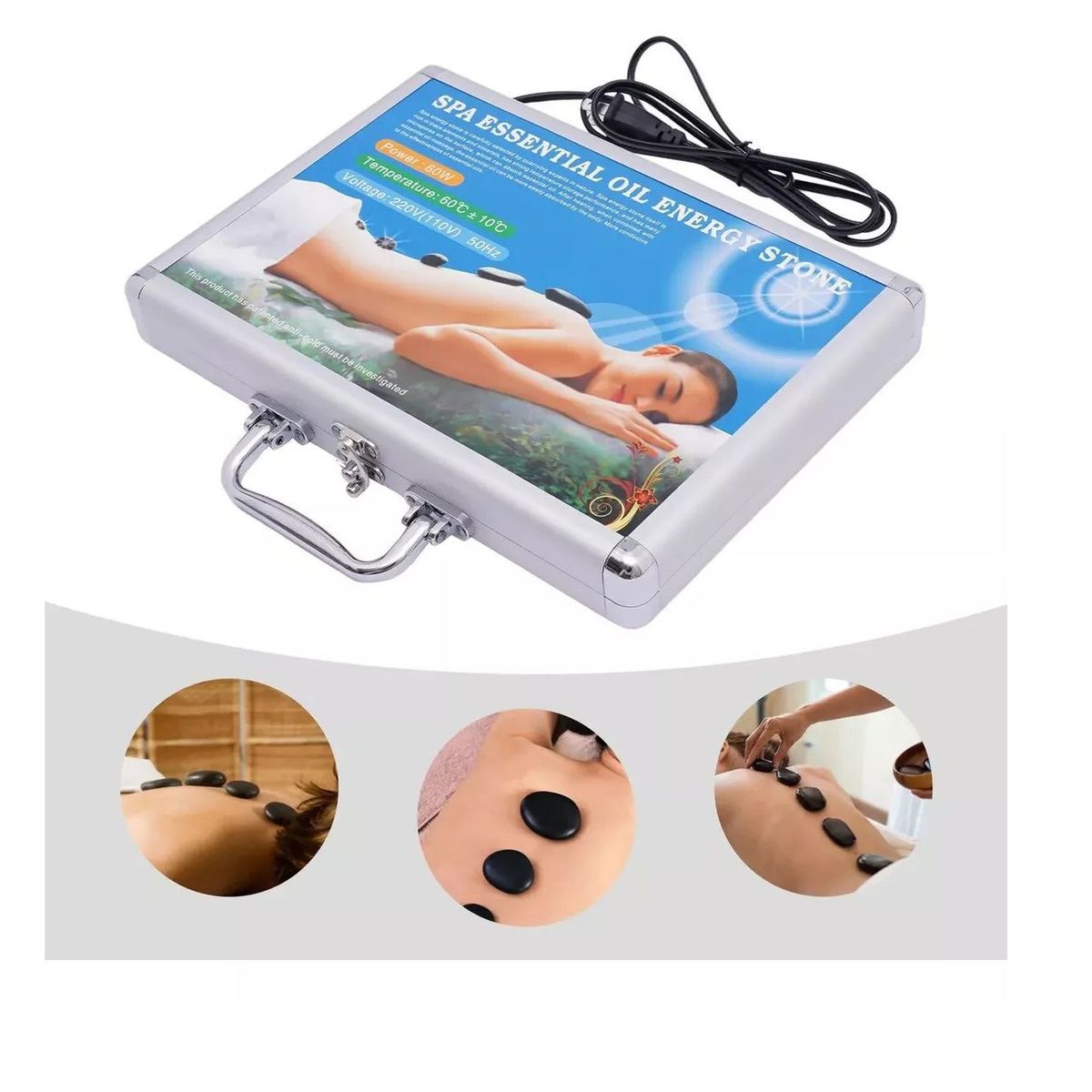 GENERICO - Piedras Volcanicas Spa Set Piedra Maleta Calentador