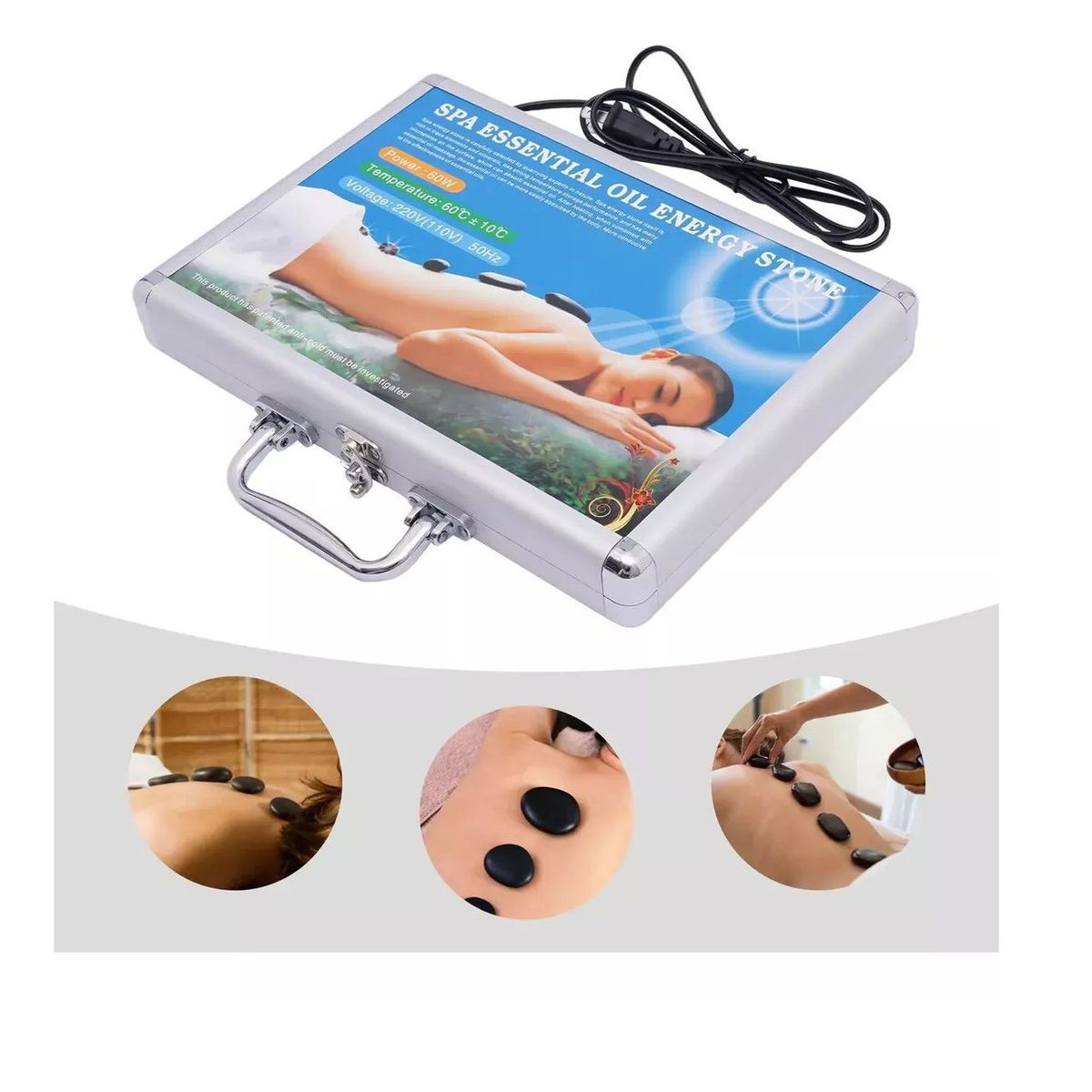 GENERICO - Piedras Volcanicas Spa Set Piedra Maleta Calentador