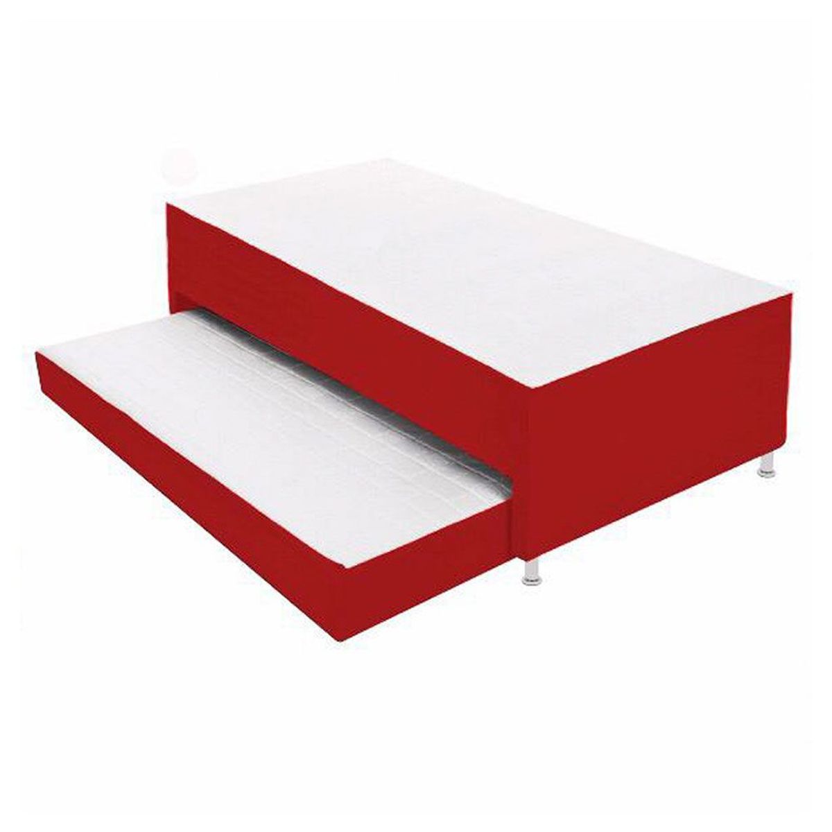 MAGIC CLASS - BASE CAMA NIDO DÚPLEX + COLCHONES INC90X190 ECOCUERO ROJO