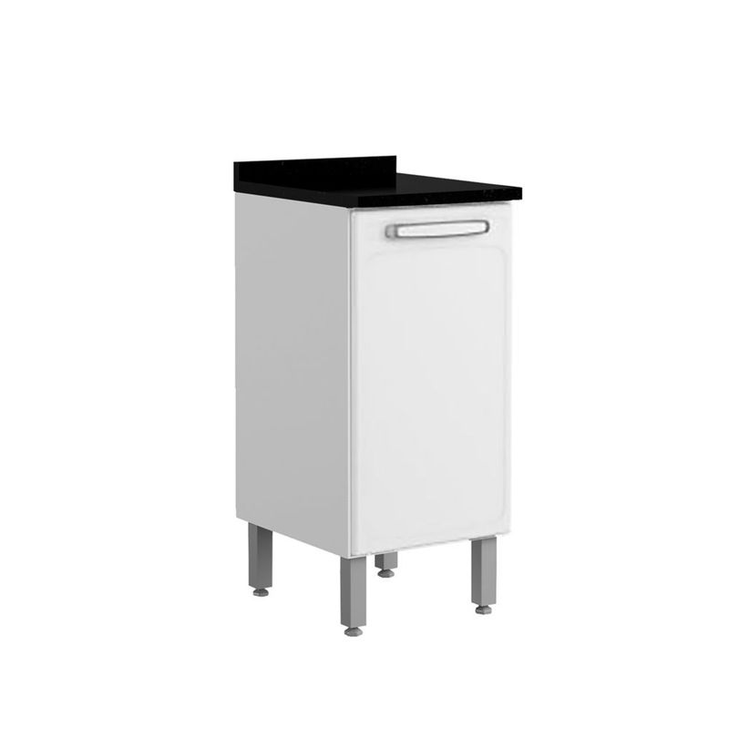 BERTOLINI - Mueble inferior Multiuso de cocina en acero 40cm 1 puerta Blanco