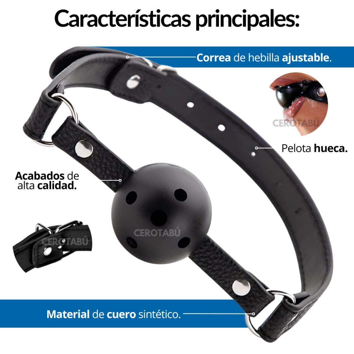GENERICO - Mordaza Ball Gag Sometedor Bdsm Bondage Fetiche Juguete Sex