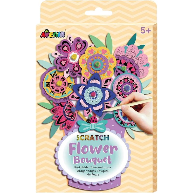 JUGANDO Y EDUCANDO - Juguete Niñas Set De Arte Y Diseño Ramo Flores Para Raspar