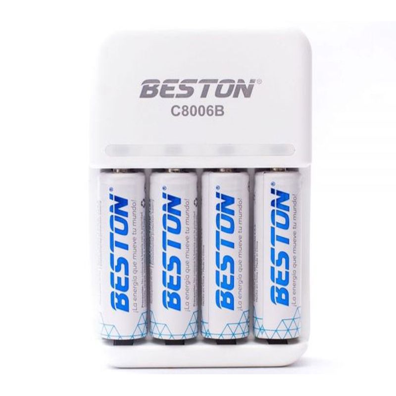 GENERICO - Cargador Y 4 Pilas Baterías Recargables Beston Aa 1500mah
