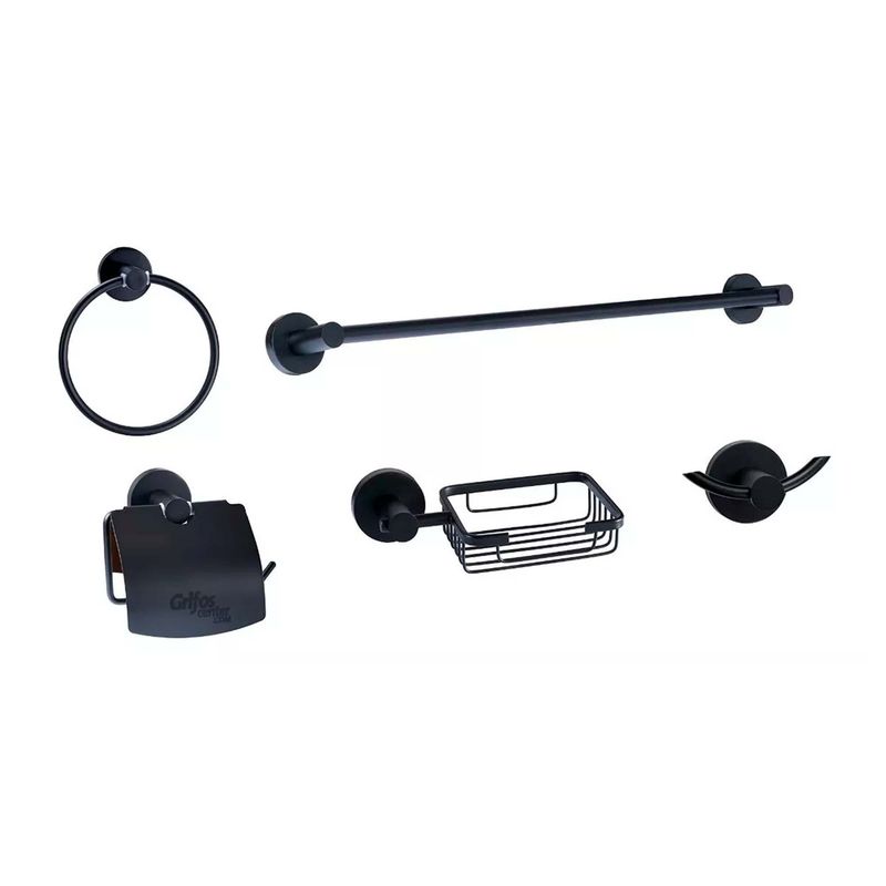 GENERICO - Juego De Accesorios Para Baño Negro Mate