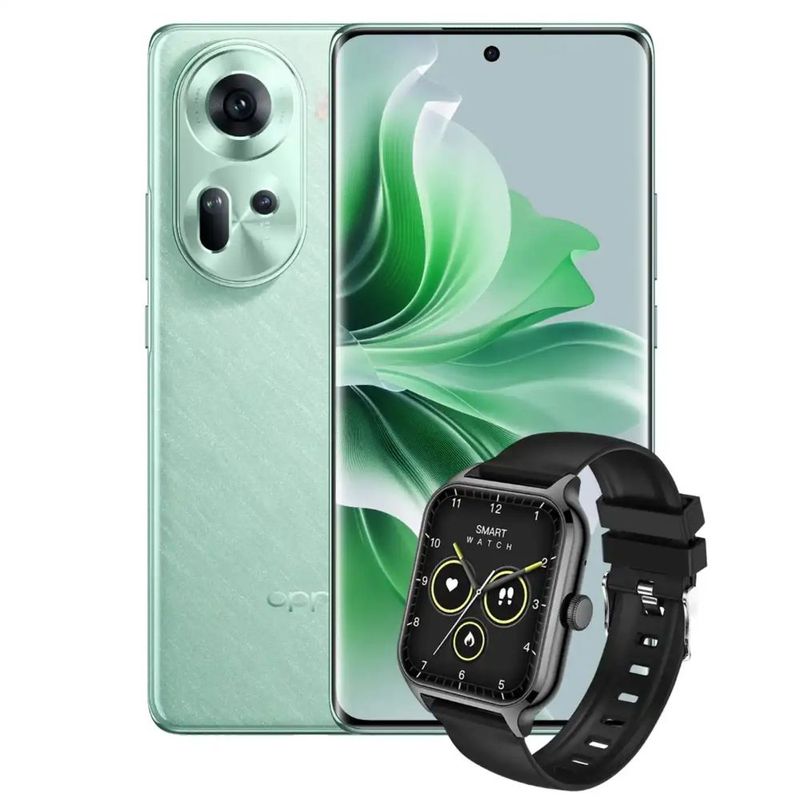 OPPO - Celular Oppo Reno 11 5G NFC RAM 12 GB ROM 256GB Wave Green Latus + Smartwatch