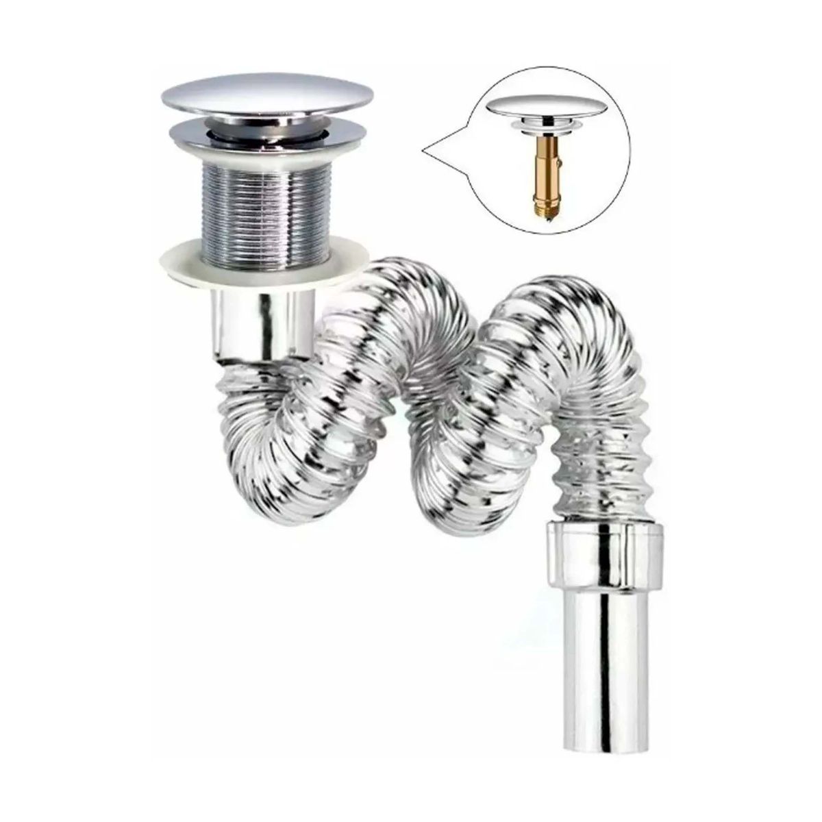 GENERICO - Desagüe Para Lavamanos Plegable Tipo Push Con Tapón