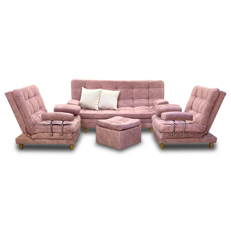 INDUSTRIAL BASESTILOS - Sala Moltochic Con Brazos Lino Palo de Rosa patas de Metal