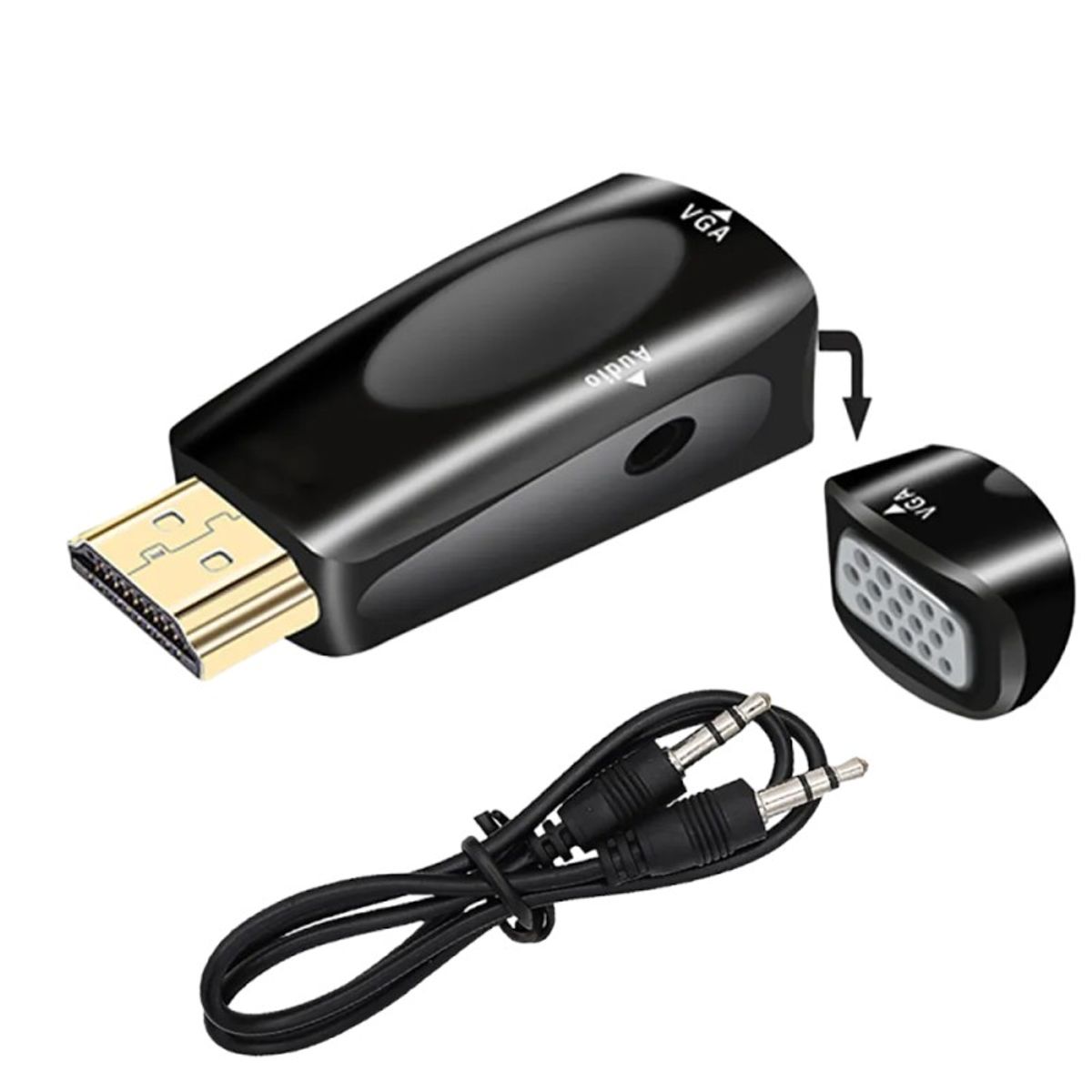 GENERICO - Adaptador convertidor hdmi a vga 1080p con audio stereo