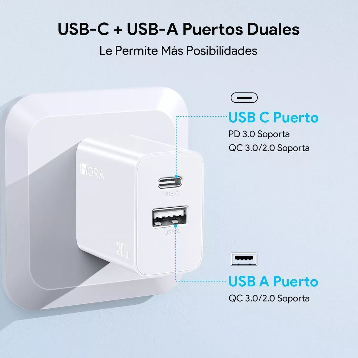 SHEN HUANG - Cargador 1hora Gar163 Usb Y Lightning De Pared Con Cable Car