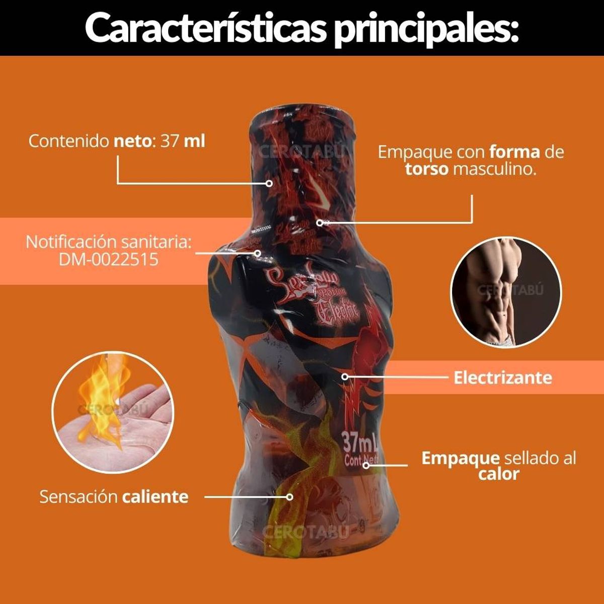 SEX LOVE - Lubricante Multiorgasmos Electrizante Sensación Caliente 37 Ml