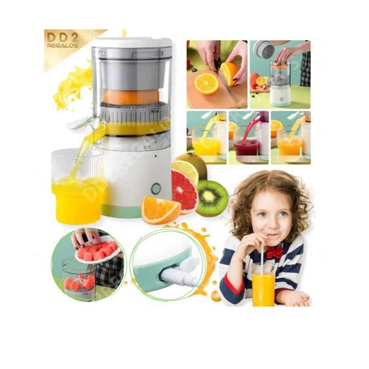 GENERICO - Exprimidor Saca Jugos Naranja Automatico Recargable Portatil