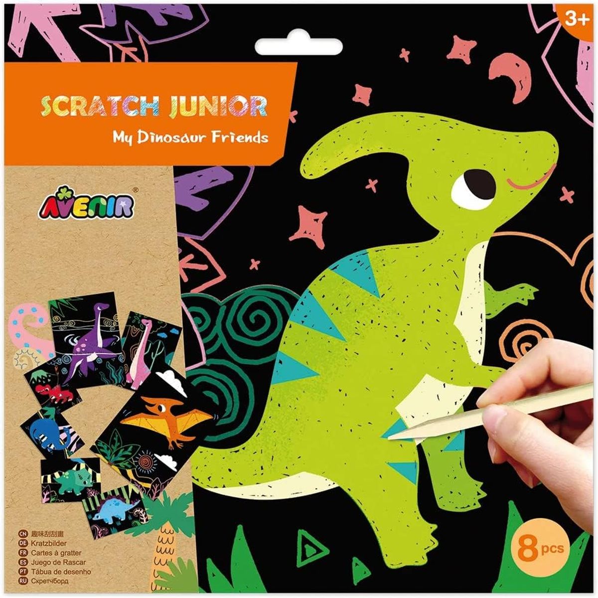 JUGANDO Y EDUCANDO - Set De Arte Para Raspar Dinosaurio Actividades Niños Y Niñas