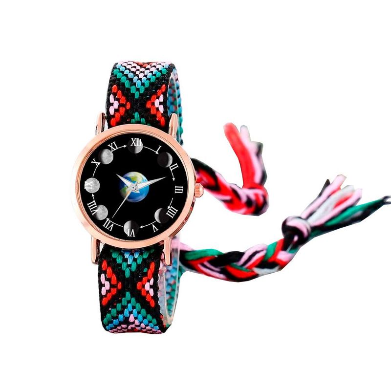 DAYOSHOP - Reloj Luna Fase Lunar Dorado Tejido Artesanal Mujer+ Estuche